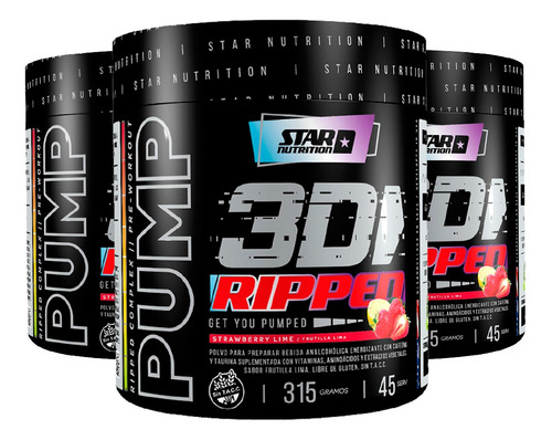 Star Nutrition Pump 3d Ripped 315 Gr X 3 Uni - Pre Entreno