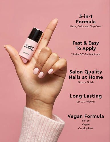 Esmalte En Gel Le Mini Macaron 3 En 1 Vegano-larga Duracion Rose Buttercream