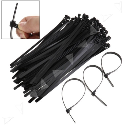 100pcs 8x300mm Cable Lazos Envolturas Negro Nylon Zip Cable 