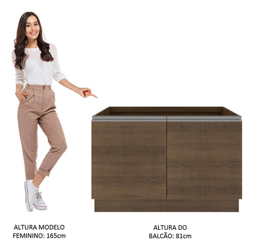 Gabinete Bajo Bufetera Madesa Glamy 120cm Con Encimera Mm 01 Color Marrón