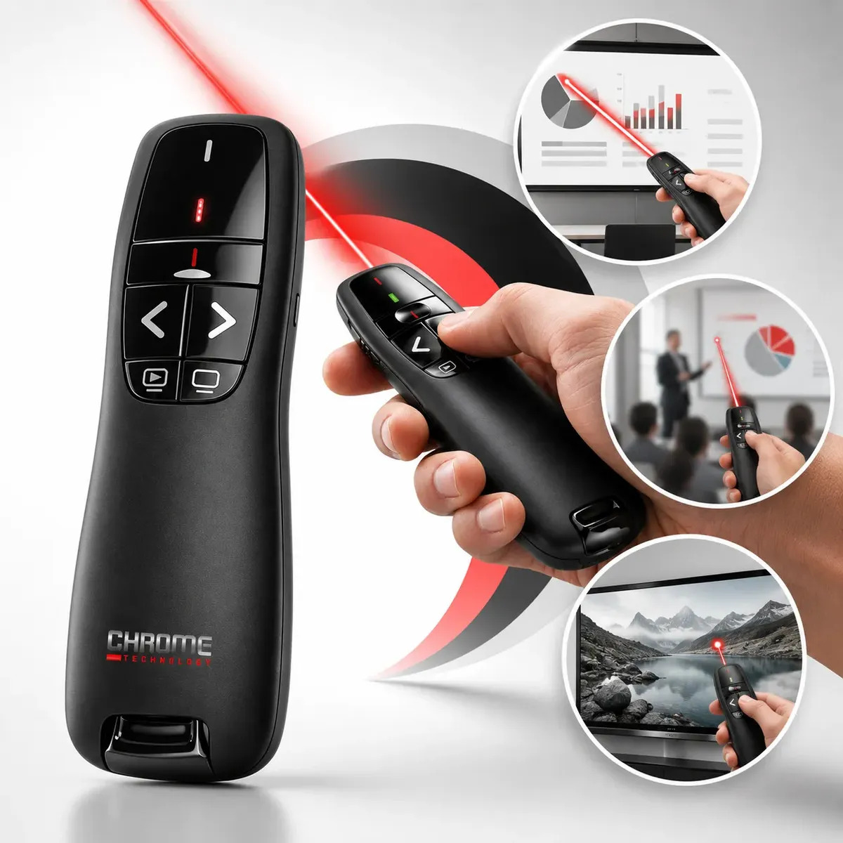 Aparelho Apresentador Passador De Slides Profissional Laser Pointer Caneta Sem Fio Canva Powerpoint 2.4ghz Premium