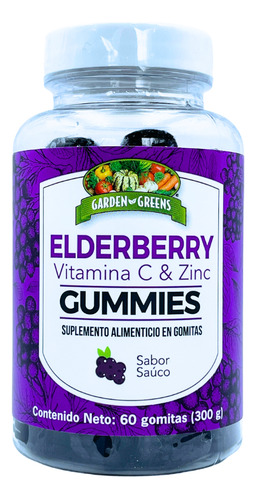 Eldelberry Vitamin C Zinc Gummies Sabor Saúco Garden Greens