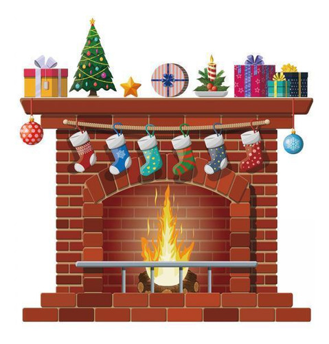 6 Etiqueta De La Pared De La Chimenea De Navidad Calcomanía