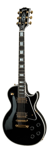 Guitarra eléctrica para zurdo Gibson Custom Shop Les Paul Custom de arce/caoba ebony brillante con diapasón de ébano