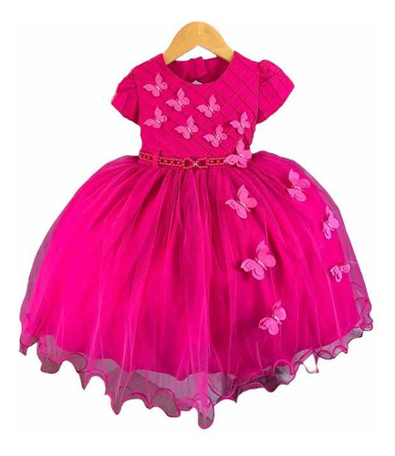 Vestido Para Niña Con Mariposas Y Perlas Glamouroso