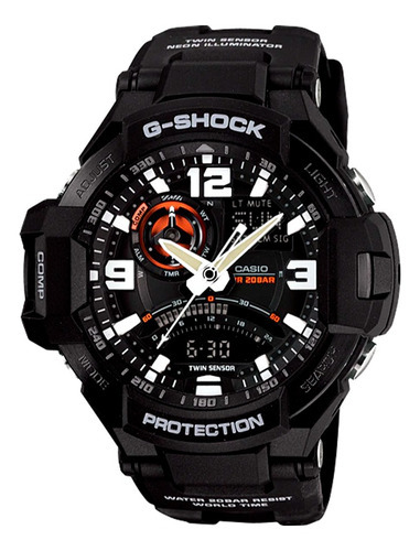Reloj pulsera Casio G-Shock GA-1000-1ADR, analógico-digital, para hombre, fondo negro, con correa de resina color negro, bisel color negro