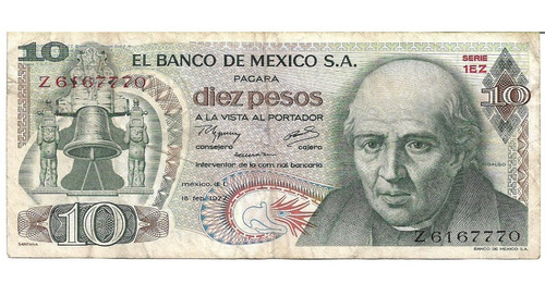 Mexico 10 Pesos 1977 Pick 63i Usado