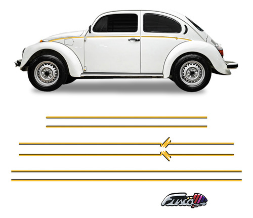 Kit Faixa Fusca Itamar 1994/1996 Amarelo + Emblema Traseiro