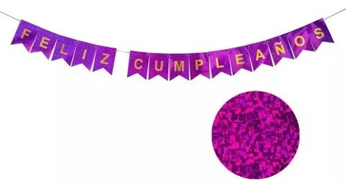 Banderin Feliz Cumpleaños C/glitter Letrero Banner 6 Colores