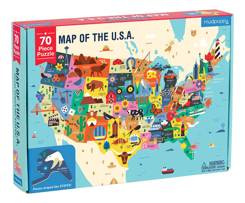 Mudpuppy Map Of The United States Of America Puzzle, 70 Piez
