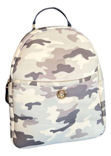 Mochila Tommy Hilfiger Sasha Ii Backpack Neoprene Color Gris Diseño De La Tela Liso