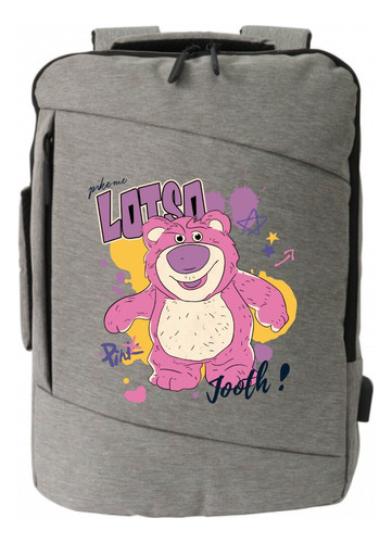 Morral Espalda Lotso Toy Story Maleta Portafolio Serie Gris