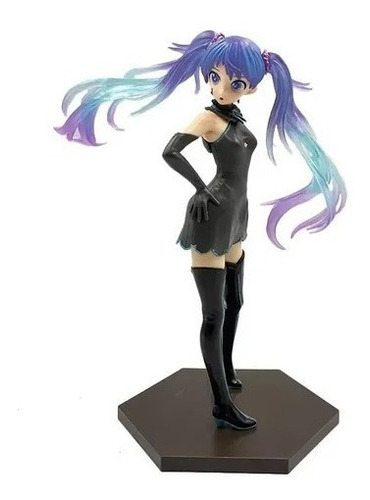 Figura Hatsune Miku Vocaloid Pelo Largo Vestido Negro 24cm