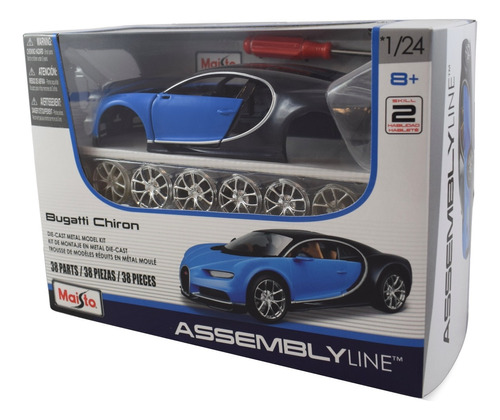 Vehículo Bugatti Chiron Azul 1:24 Maisto Para Armar