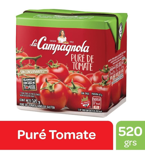 La Campagnola Pure De Tomate 520 Gramos Pack 12 Unidades