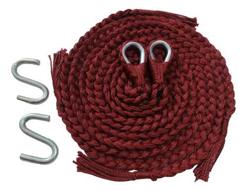 Soga Cuerda Para Hamaca Incluye Par De S Metalica Negra Color Vino Color