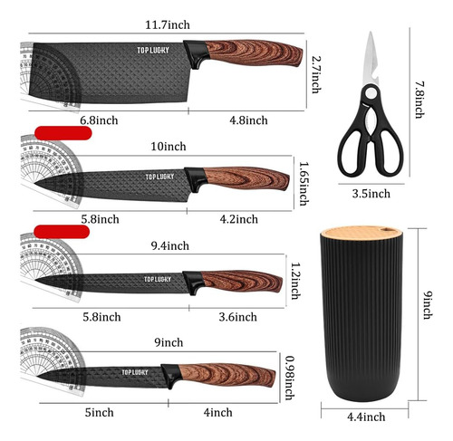 Set De Cuchillos 6 Piezas Con Bloque, Acero Inox Antióxido