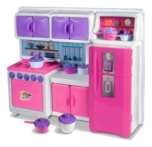 Refrigerador de cocina completo de cristal rosa para niños
