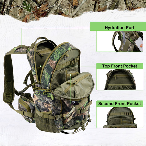 Mochila Tática De Caça Impermeável Militar Reforçada Cargueira Com Capa De Chuva Para Cor Camuflagem Verde