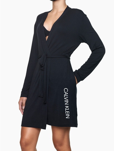 Robe Calvin Klein Original Logo Lateral Manga Longa Preto