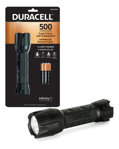 Linterna Potente Duracell 500 Lumen Psteel +3aaa/ Superstore