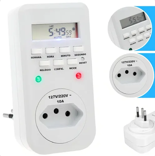 Modelo Timer Timer Temporizador De Tomada Digital Programável Lcd Bivolt Com 18 ...