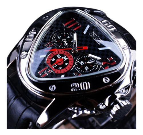 Reloj Mecánico De Cuero Para Hombre Jaragar Gmt951 Color del fondo Negro