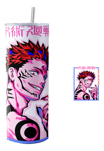 Termo Skinny Tumbler Con Estampado De Sukuna Jujutsu Kaisen