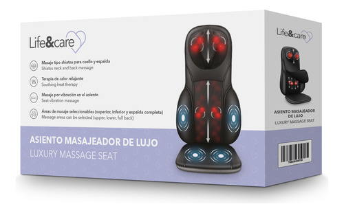 Asiento Masajeador De Espalda De Lujo Life&care Negro