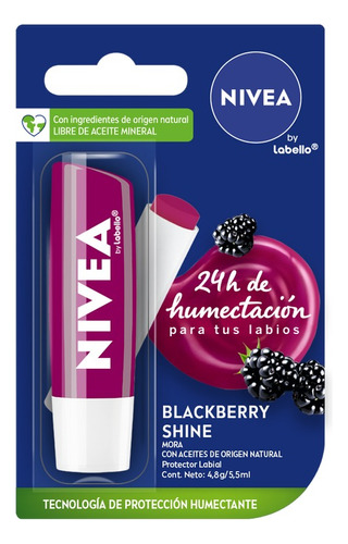 Protector Labial Humectante Nivea Blackberry Shine 4,8 Grs