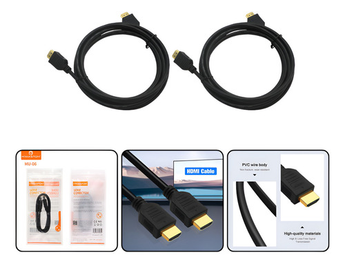 Kit 2 Cabo Hdmi Full Hd 1080p 1m Tvs Dvd Home Game Tv Box Pc
