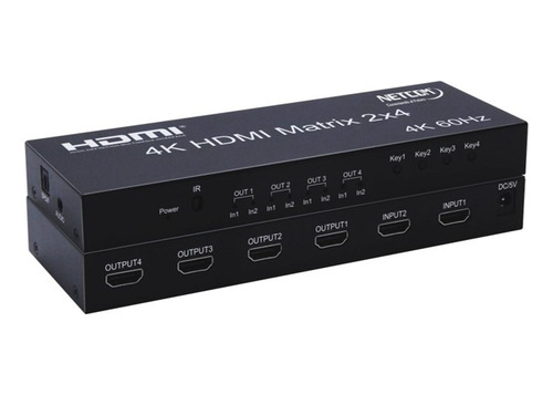 Matrix Hdmi V2.0 De 2 Entradas Y 4 Salidas Netcom