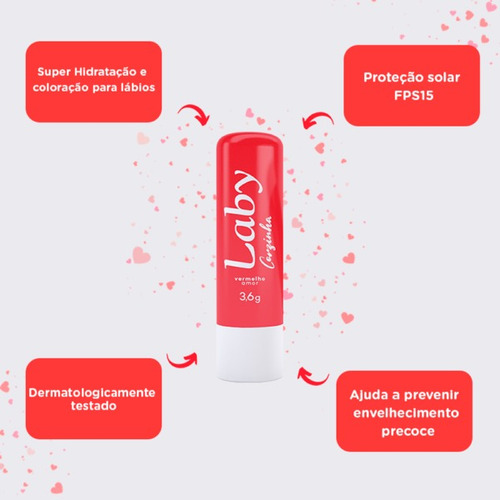 Kit Laby Corzinha Vermelho Fps15 Hidrante Labial 3un 3,6gr