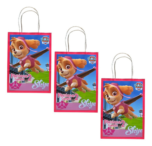 Bolsa Personalizada Cotillon Cumpleaños  X12 Skye Paw Patrol