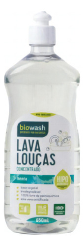 Kit 2 Detergente Lava Louças Menta Biowash 650ml