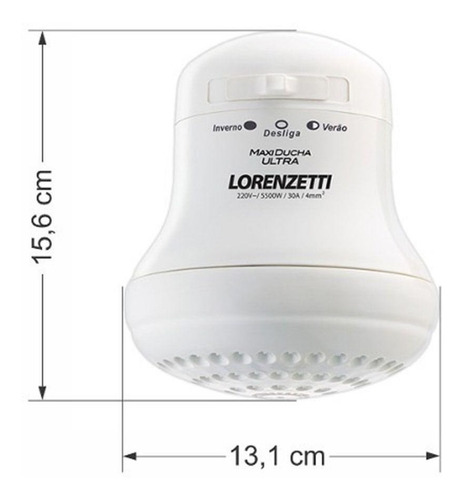 Chuveiro elétrico de parede Lorenzetti Maxi Ducha Ultra branco 5500W 127V