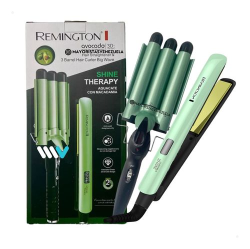 Plancha Remington Aguacate + Pinza Onduladora Shine Therapy