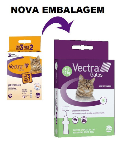 Vectra Gatos Para Gatos Até 10kg - 3 Pipetas Envio Imediato