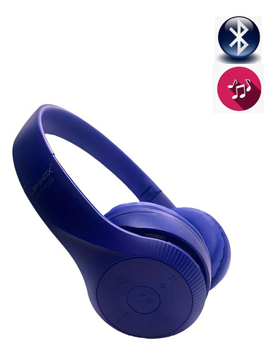 Fone De Ouvido Grande Bluetooth Headset Stereo Sem Fio Hi Fi Cor Azul Royal