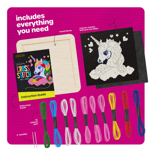 Kit De Ponto Cruz Dan & Darci Unicorn Para Meninas De 8 A 12