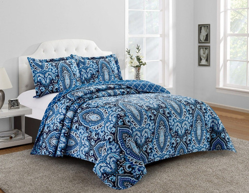 Imagen 2 de 6 de Cubrecama Quilt Cover Reversible +fundas Queen Calgary D4