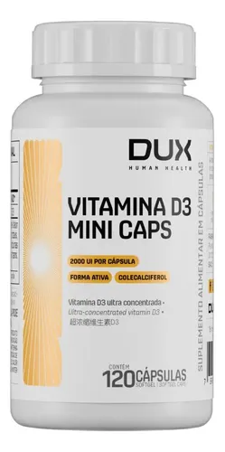 Vitamina D3 Colecalciferol 2000 Ui 120 Caps - Dux Sabor Sem Sabor