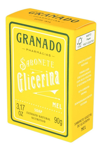 Imagem 3 de 4 de Sabonete Em Barra Granado Mel Glicerina Vegetal De 90 G