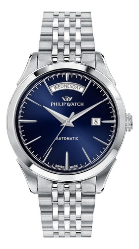 Roma 41mm Auto Blue Dial Br Ss, Plateado