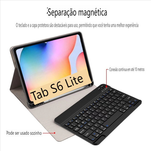 Capa De Couro Sintético Dupla Proteção Com Teclado Bluetooth