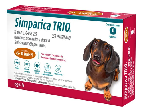 Antipulgas Y Antiparasitos Simparica Trio De 5 A 10 Kg