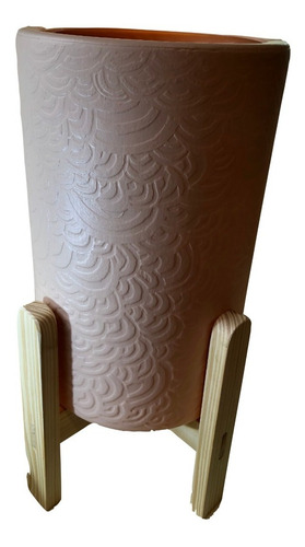 Imagen 1 de 4 de Maceta Con Soporte De Madera Artesanal