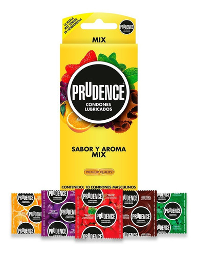 Caja Con 10 Condones Sabor Y Aroma Prudence Mix Igt