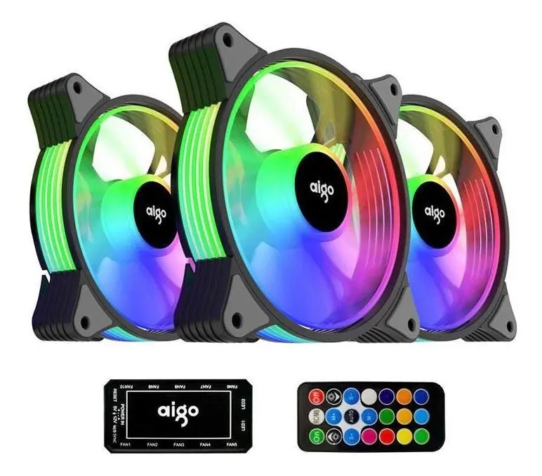 Foto do produto: Kit Ventoinha Aigo Ar12, 3x120mm, ARGB, Ar12 3in1
