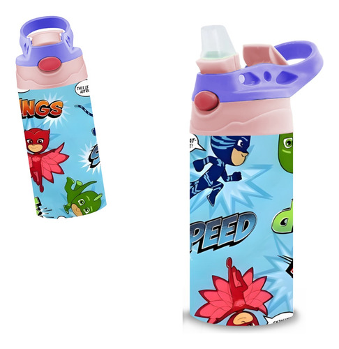 Termo Infantil Pj Masks Héroes En Pijama Acero Inoxidable Lila